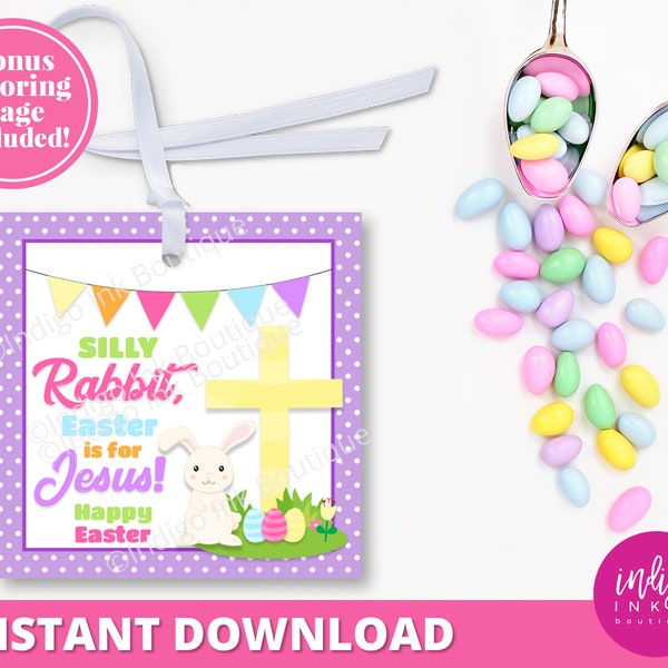 Religious Easter Favor Tag | Silly Rabbit Easter is for Jesus Party Favor Tags | Easter Gift Tags | Christian Easter Tag INSTANT DOWNLOAD