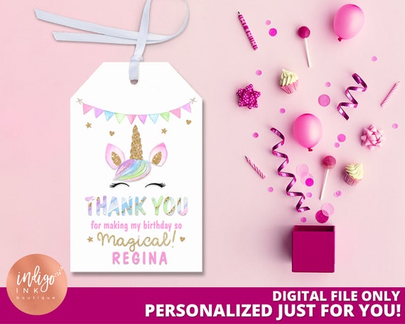 Unicorn Favor Tags PERSONALIZED DIGITAL DOWNLOAD | Unicorn Birthday Party | Unicorn Printable Favor Tags | Unicorn Party Thank You Tags Il_570xn