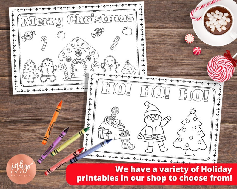 Christmas Coloring Pages INSTANT DOWNLOAD Coloring Sheets for Kids Christmas Fun Printables for Kids Holiday Coloring Kids Printable image 8