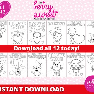 Valentines Day Coloring Pages for Kids INSTANT DOWNLOAD | Valentine Coloring Sheets | Kids Coloring | Printables for Kids