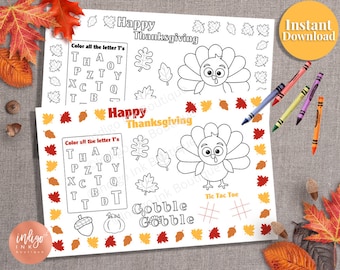 Thanksgiving Placemat Kids Activity | Kids Placemat | Kids Thanksgiving Game | Printables for Kids INSTANT DOWNLOAD