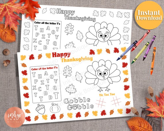 Thanksgiving Placemat Kids Activity | Kids Placemat | Kids Thanksgiving Game | Printables for Kids INSTANT DOWNLOAD Il_570xn