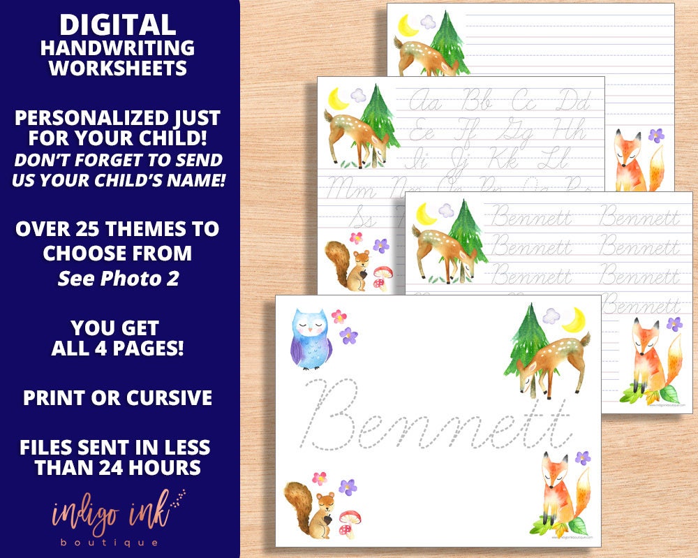 Handwriting Worksheet PERSONALIZED DIGITAL DOWNLOAD - Etsy Handwriting worksheet personalized digital download - etsy