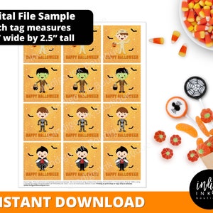 Halloween Treat Tags INSTANT DOWNLOAD Halloween Favor Tags for Boys Trick or Treat Kids Halloween Party Thank You Tags image 3