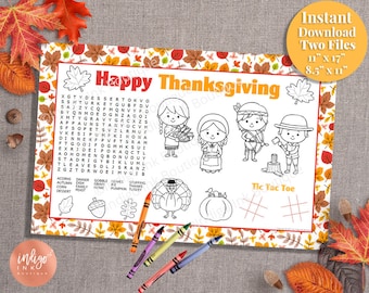 Thanksgiving Activity Placemat | Thanksgiving Game Word Search | Kids Placemat | Kids Thanksgiving Activity Page INSTANT DOWNLOAD