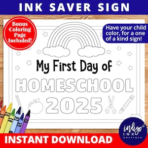 Erster Tag der Homeschool Zeichen INSTANT DOWNLOAD | 1.Tag der Homeschool Zeichen | Erster Schultag Printable | Back to School Schild