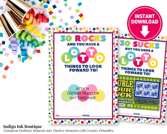 30th Birthday Lottery Ticket Holder INSTANT DOWNLOAD, 30 Rocks Lottery  Birthday Card, 30 Sucks Birthday Gift, Gift Card Holder by Indigo Ink  Boutique