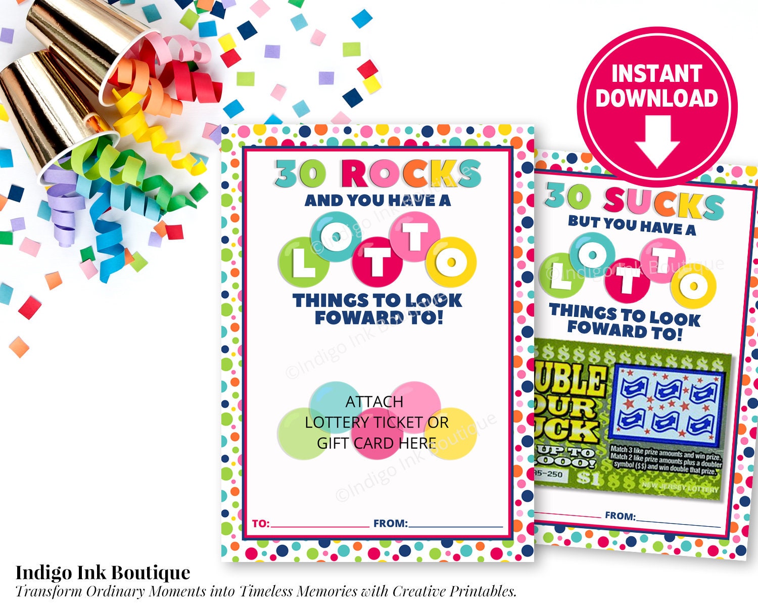 30th Birthday Lottery Ticket Holder INSTANT DOWNLOAD 30 Rocks