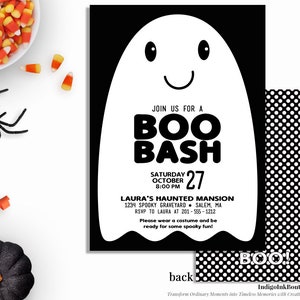Ghost Invitation for Kids Halloween Party DIGITAL DOWNLOAD | Boo Bash Invitation | Costume Party Halloween Invitation | Halloween Printable