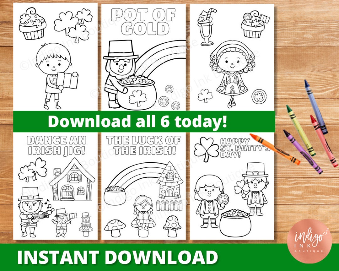 St. Patty's Day Coloring Pages for Kids INSTANT DOWNLOAD | St. Patrick ...