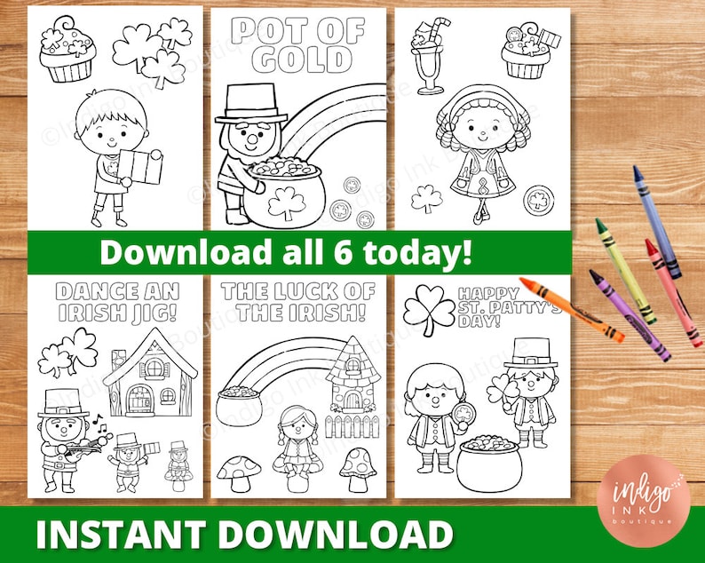 St. Patty's Day Coloring Pages for Kids St. Patrick's Day Coloring Sheets St. Patricks Coloring St Pattys Coloring INSTANT DOWNLOAD image 1