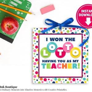 Lehrer-Geschenkanhänger SOFORT-DOWNLOAD | Gewann den Lotto-Lehrer-Geschenkanhänger | Lehreranerkennungs-Dankeschön-Tag | Geschenk zum Jahresende für Lehrer