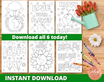 Earth Day Coloring Pages INSTANT DOWNLOAD |  Earth Day Activity Kids Activity Page | Kids Coloring Sheets | Kids Printable Coloring