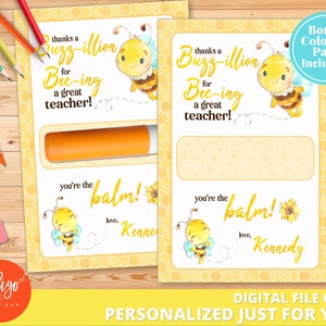 Letzter Schultag personalisiertes Geschenk für Lehrerin | Danke für Beeing Lippenbalsamenhalter | Youre the balm Lehrer Danke Danke Geschenk