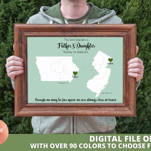 Fathers Day Gift State Map Print | Personalized Gift for Fathers Day | Dad and Daughter Gift for Dad | Dad from Daughter DIGITAL PRINT