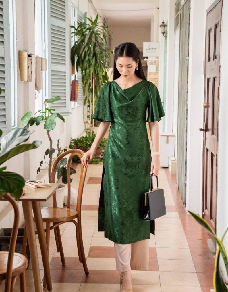 Green ao dai custom tailored