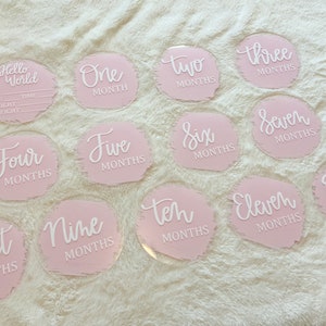 Acrylic Baby Monthly Milestones - Painted Acrylic Disc, 12 Month Set ...