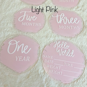 Acrylic Baby Monthly Milestones - Painted Acrylic Disc, 12 Month Set ...