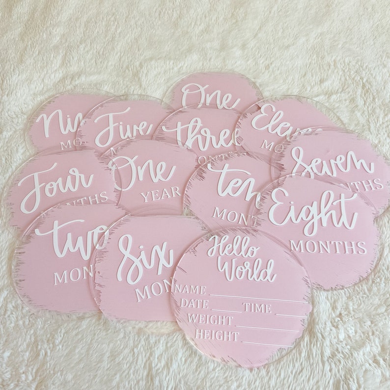 Acrylic Baby Monthly Milestones - Painted Acrylic Disc, 12 Month Set ...