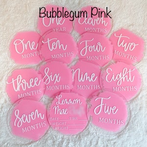 Acrylic Baby Monthly Milestones - Painted Acrylic Disc, 12 Month Set ...