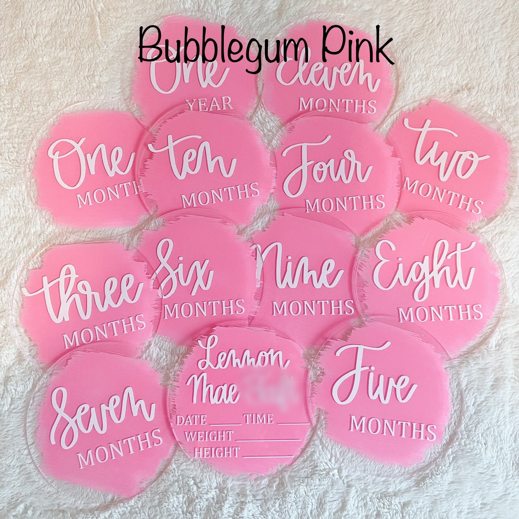 Acrylic Baby Monthly Milestones - Painted Acrylic Disc, 12 Month Set ...