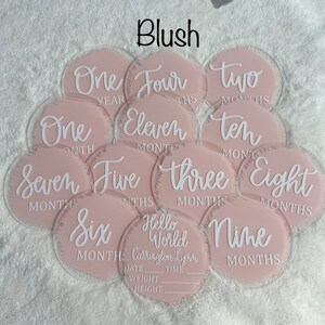 Acrylic Baby Monthly Milestones - Painted Acrylic Disc, 12 Month Set ...