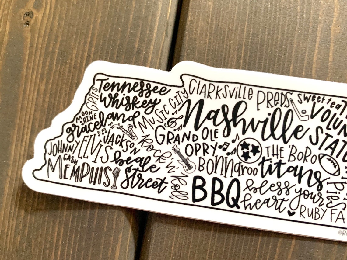 Tennessee Sticker Tennessee Car Decal Laptop Sticker Etsy