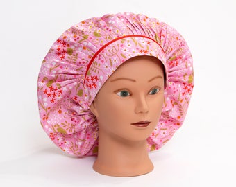 Wildflower Fields on Pink Bouffant Scrub Hat