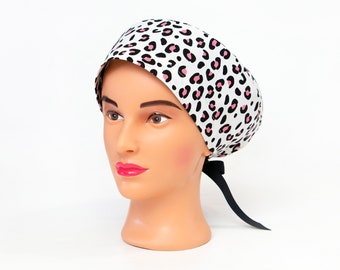 Leopard Print in Pink - Pixie/Euro Style Scrub Hat