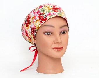 Spring Farm House Floral in Pink Pixie Style Surgical Cap