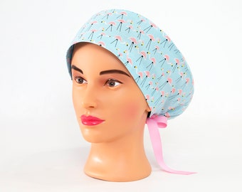 Fabulous Fifties Lawn Flamingos Pixie Scrub Hat