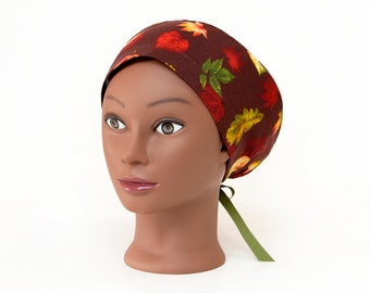 Late Autumn Leaves - Pixie Style Surgical Scrub Hat
