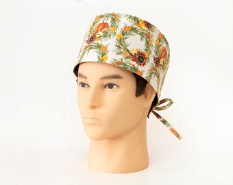 Bountiful Wreaths of Autumn Men's Style Surgical Scrub Hat