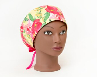 Pixie/Euro Style Scrub Hat - Summer Peony