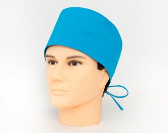All Blue Cotton Men's Style Scrub Hat