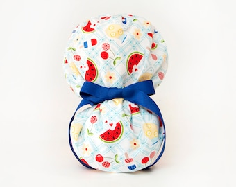 Bouffant/Ponytail Hybrid Scrub Hat- All American Picnic