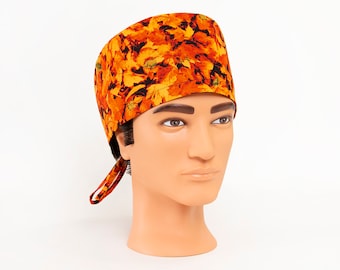 Fall Leaves Men's Style Surgical Scrub Hat