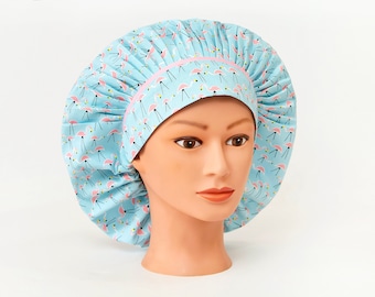 Pink Flamingo Bouffant Scrub Hat, 50s Style