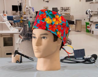 Hibiscus Holiday - Men's Style Scrub Hat