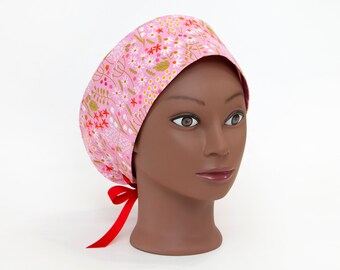 Wildflower Fields on Pink Pixie Style Surgical Scrub Hat