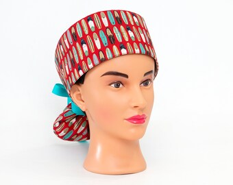 Surfs Up - Polynesian Island Surfboards Boy Cap Ponytail Scrub Hat