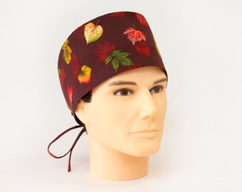 Late Autumn Leaves - Men's Style Surgical Scrub Hat