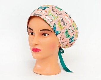 Midsummer Nights Wing in Coral Pixie Style Surgical Cap