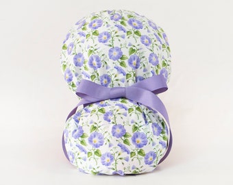 Good Morning Glories Bouffant/Ponytail Hybrid Scrub Hat