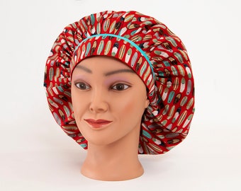 Surfs Up - Polynesian Island Surfboards Bouffant Style Scrub hat