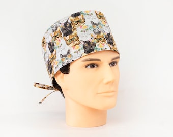 Fashionable Floral Felines  - Men's Style Scrub Hat