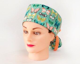 Midsummer Nights Wing on Sea Foam Green Boy Cap Ponytail Scrub Hat