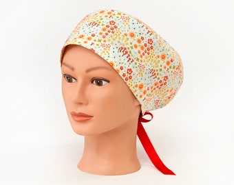 Autumn Floral Forest Pixie Euro Style Surgical Scrub Hat