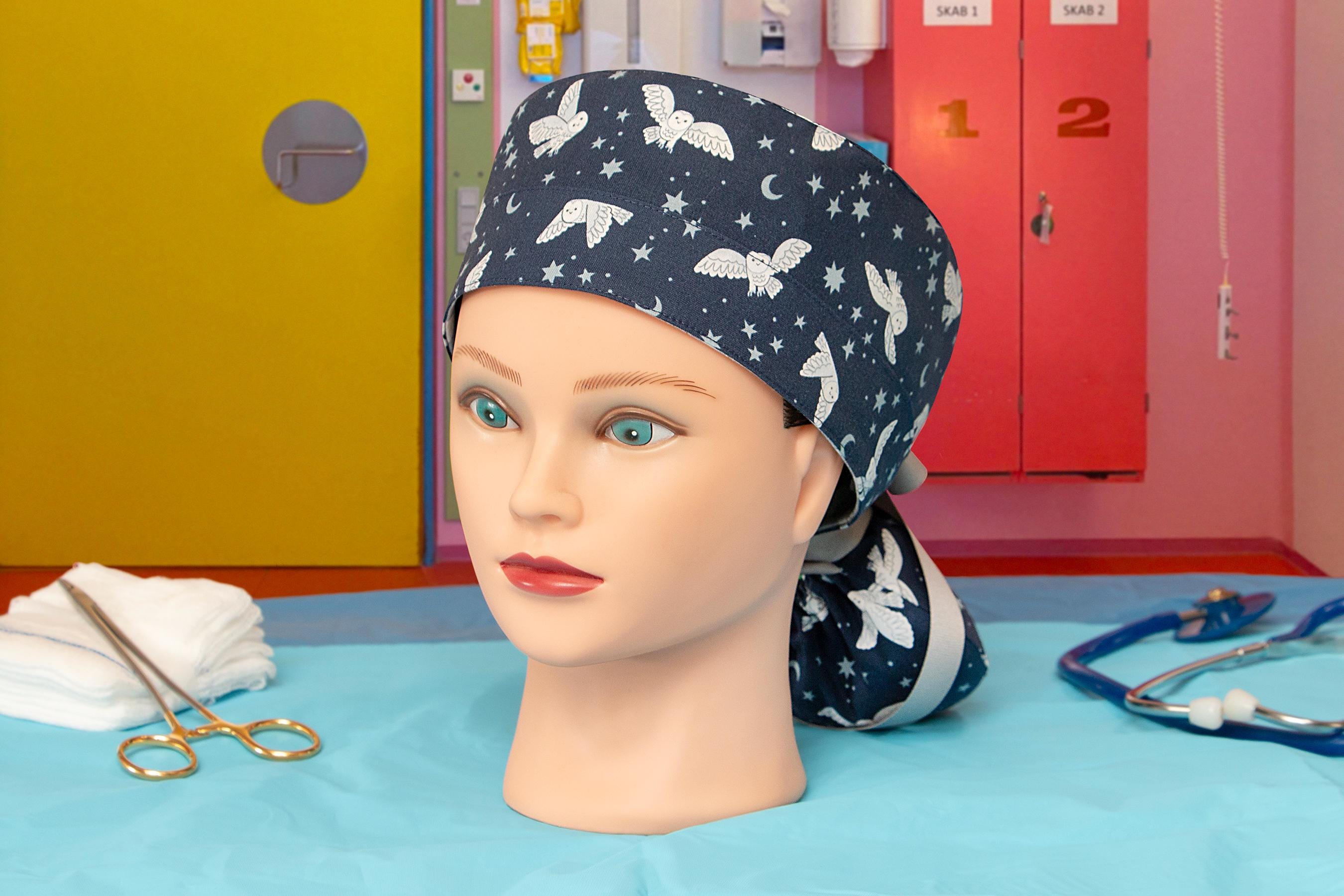 Midnight Flights - Halloween Owls Boy Cap Ponytail Scrub Hat