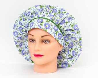 Good Morning Glories Bouffant Style Scrub hat